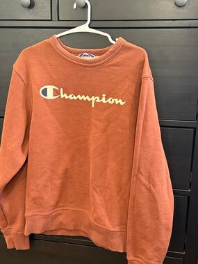 Champion Rust Orange Logo Crewneck Sweatshirt